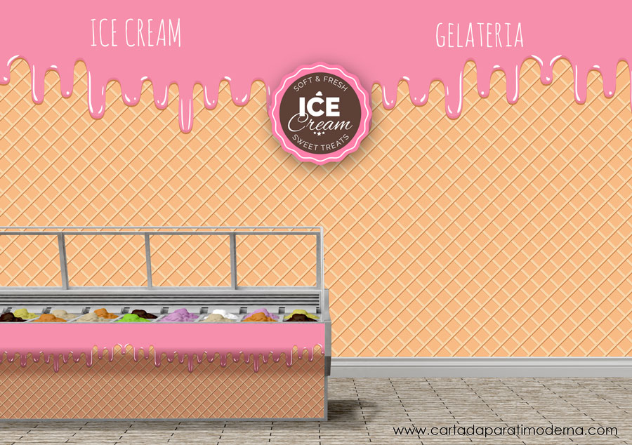 Targa In Metallo Con Gelato Tropicale 20x30 Cm - Decorazione Parete Per Cucina E Caffetteria
