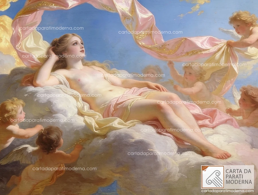 Dea della Belleza affresco digitale Stampato su Carta da Parati