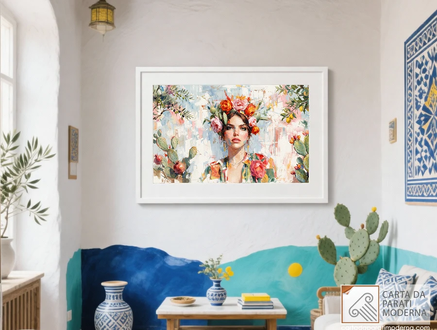 acqurerello mediterraneo con cornice bianco ambiente tipico mediterranoe