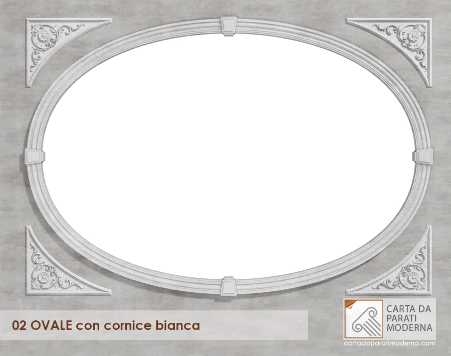 cornice affresco con cornice e angoli bianchi
